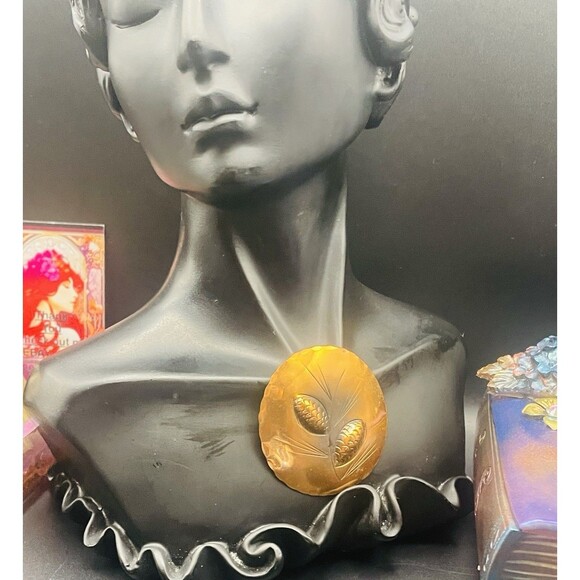 Vintage Stuart Nye Hand Wrought Copper Pine Cone Brooch Made In Asheville NC - Picture 4 of 7